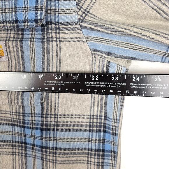 Carhartt Shirt Mens Medium Heavy Flannel Plaid Shacket Loose Work Chore Outdoors - Picture 3 of 6